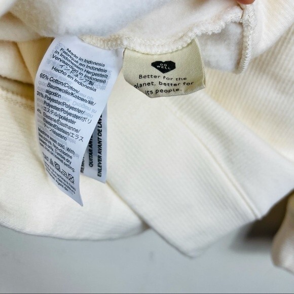 New Madewell MWL Ribbed Funnelneck Sweatshirt XS Cream Relaxed Slouchy Boxy - Picture 12 of 13